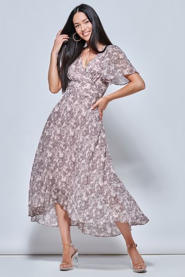 Chiffon angel sleeve maxi dress 2025