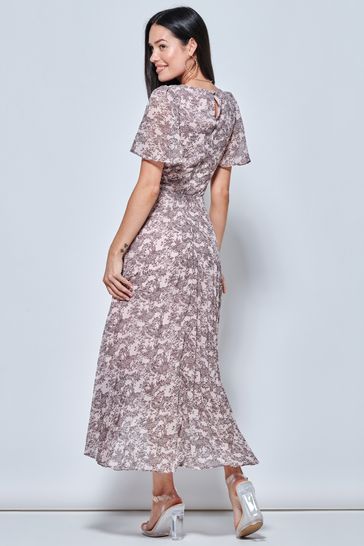 Chiffon angel sleeve maxi dress clearance