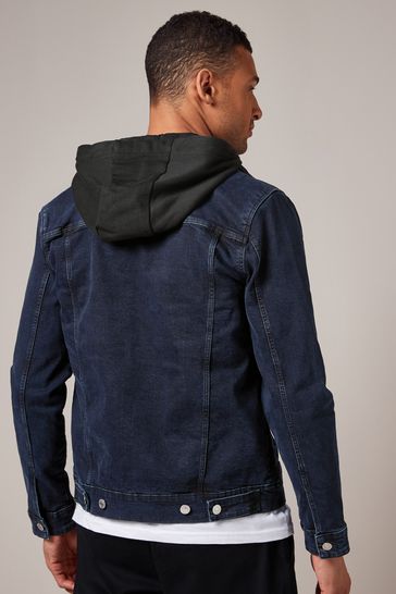 Denim jacket with detachable hot sale hood