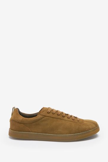 Tan Brown Suede Leather Gum Sole Trainers