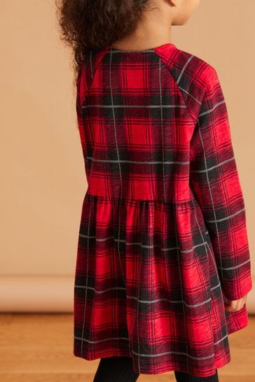 Buy Red Black Check Long Sleeve Jersey Dress 3 16yrs from Next