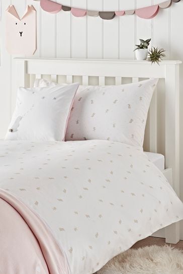 Juego de cama blanco para niños con diseño de conejito dormido de The White Company