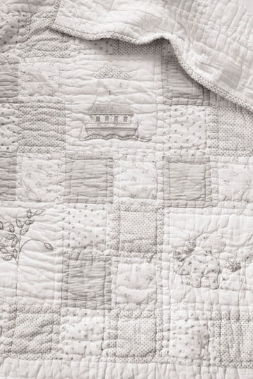 The White Company White Noah's Ark Cot Bed Quilt