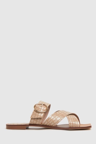 Schuh Natural Tiny Croc Buckle Square Toe Sandals