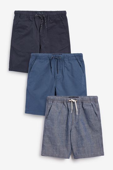 Blue/Navy 3 Pack Pull-On Shorts (3-16yrs)