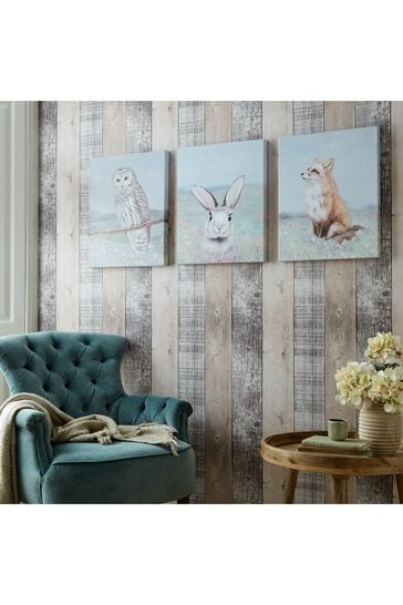 Art For The Home Set of 3 Natural Spring Meadow Animals Canvases
