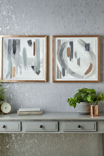 Art For The Home Set of 2 Grey Milan Abstracts Framed Prints
