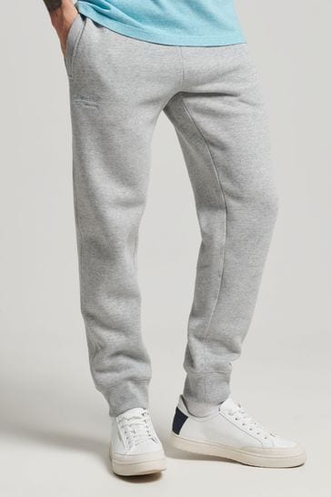 Superdry Logotipo vintage de algodón orgánico gris claro bordado Joggers