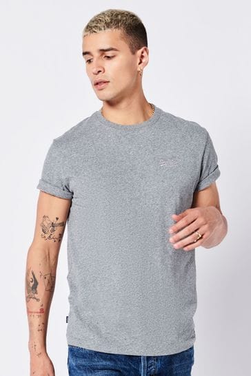 Superdry NOOS Grey Marl Organic Cotton Vintage Embroidered T-Shirt