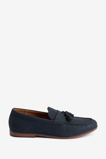 Mens blue loafers with tassels hot sale