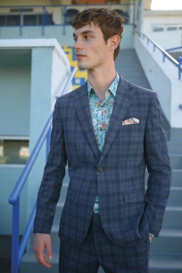 Next blue check suit hotsell