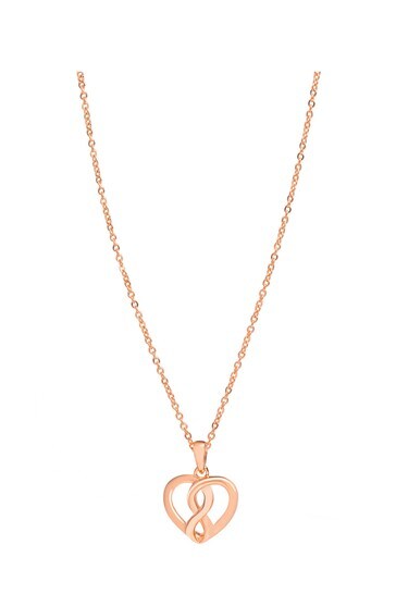 Pure Luxuries London Cirillo Rose Gold Plated Silver Woven Heart Necklace