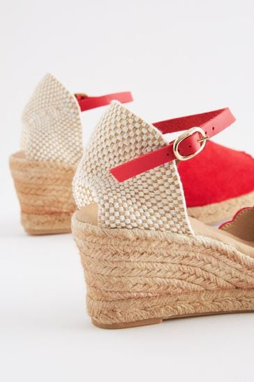 Red closed toe wedges hot sale