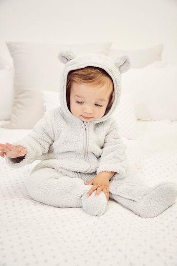 The White Company Teddy Bear Fleece Toddler Pramsuit