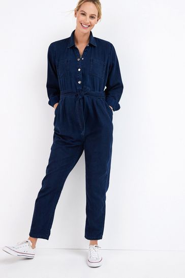 Buy Dark Wash Denim Maternity Nursing Button Denim Jumpsuit from Next Luxembourg