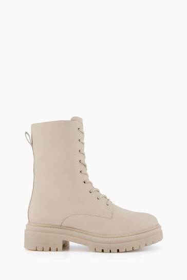 Dune London Natural Paradisa Heavy Outsole Lace-Up Boots