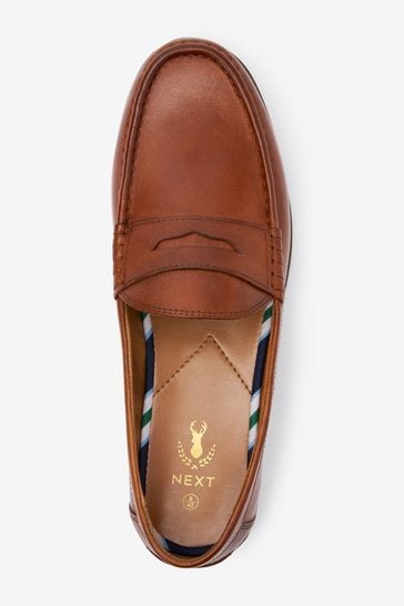 Buy Tan Brown Regular Fit Leather Penny Loafers from Next Singapore