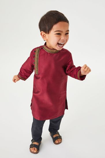 Buy Red Regular Length Embroidered Boys Kurta 3mths 7yrs from Next Luxembourg