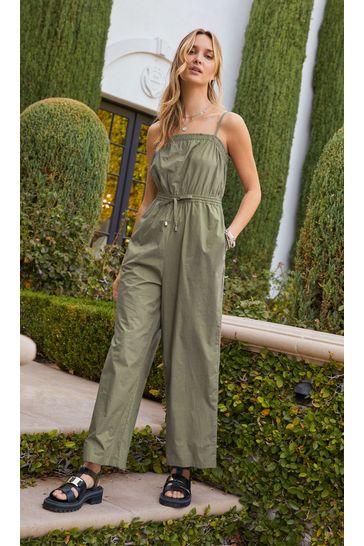 Buy Khaki Green Woven Bandeau Boobtube Jumpsuit from Next Luxembourg