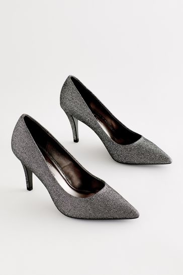 Buy Pewter Shimmer Regular Wide Fit Forever Comfort Mid Heel Court Shoes from Next Luxembourg