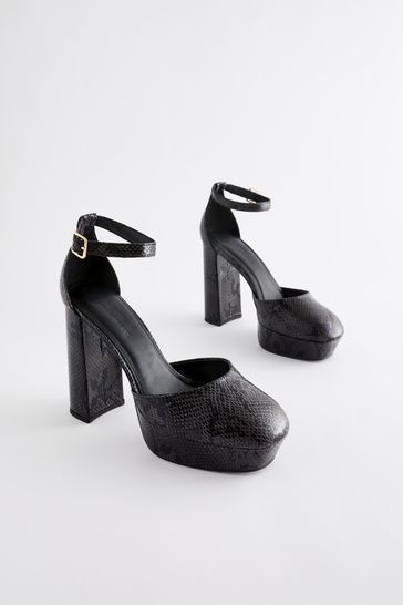 Black platform thick heels online