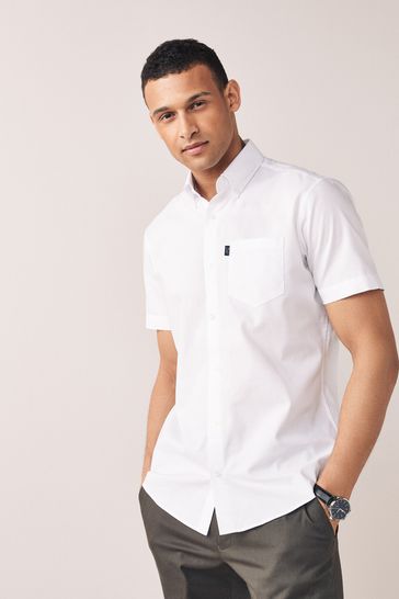 White Slim Fit Easy Iron Button Down Oxford Shirt