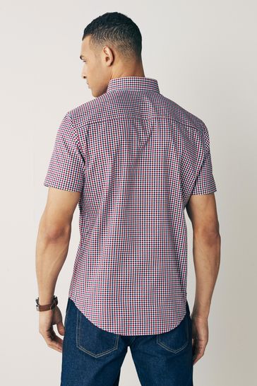 Mens gingham short sleeve shirt sale