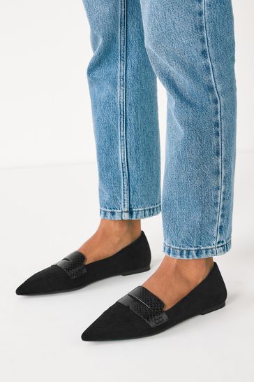 Pointed toe black loafers shop