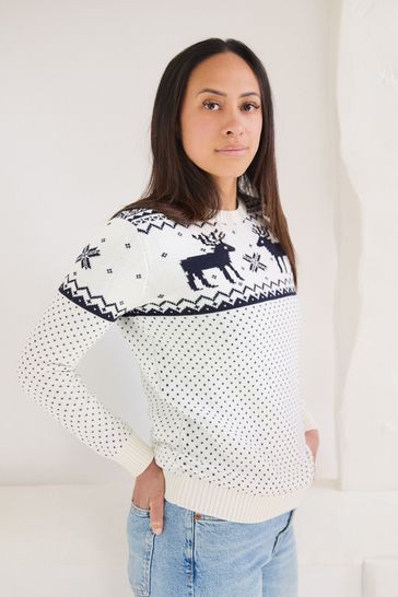 Buy The Little Tailor Ladies Christmas Reindeer Fairisle Jumper