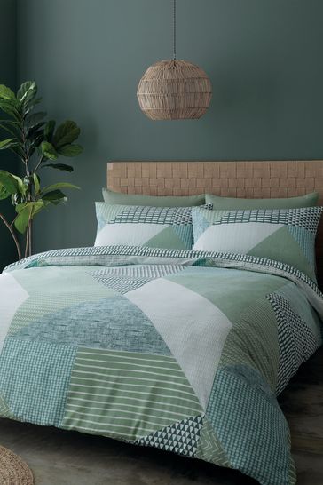 Catherine Lansfield Green Larsson Geo Duvet Cover and Pillowcase Set