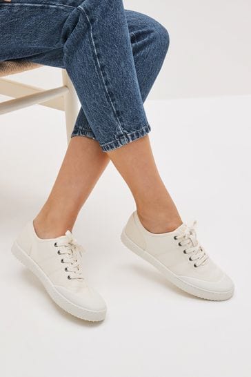 White Forever Comfort® Lace-Up Canvas Trainers