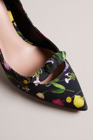Buy Ted Baker Telini Black Floral Printed Bow 100mm Court Heels