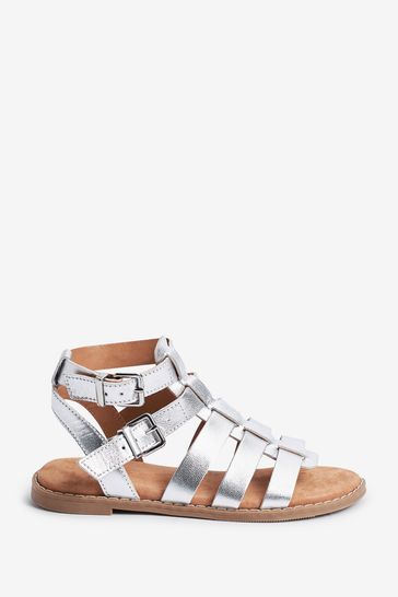 Silver gladiator sandals shop
