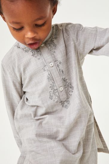 Buy Grey Regular Length Embroidered Boys Kurta 3mths 7yrs from