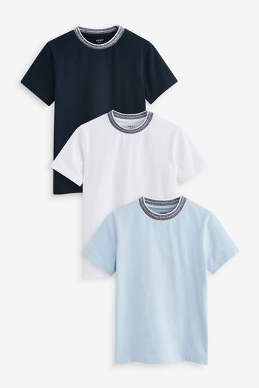Navy/Blue/White Tipped Short Sleeve T-Shirts 3 Pack (3-16yrs)