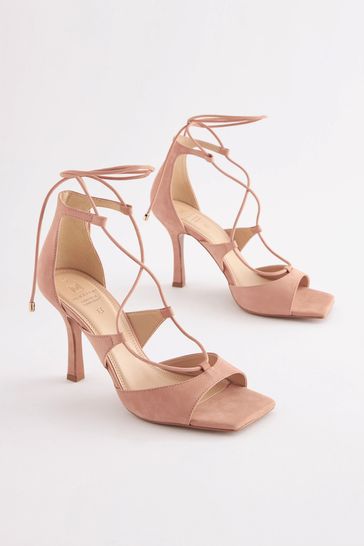 Camel strappy heels shop