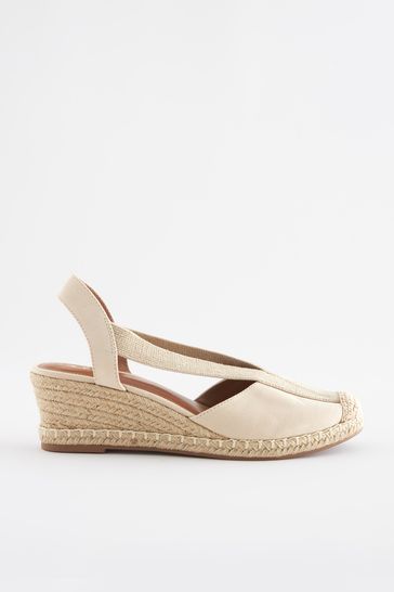 Neutral Regular Wide Fit Forever Comfort Elastic Closed Toe Wedges