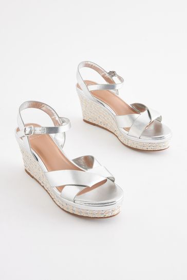 Silver open sales toe wedges