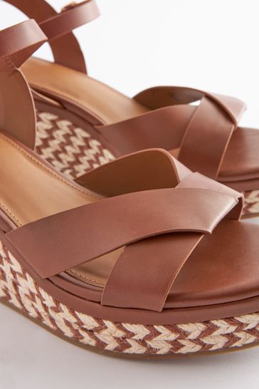Buy Tan Brown Regular Wide Fit Forever Comfort Open Toe Wedges