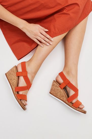 Elastic strap wedge sandals discount