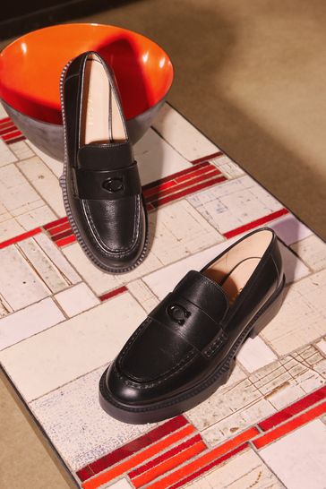 Coach leather loafers sale