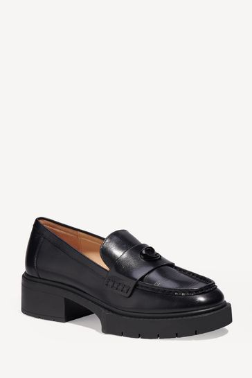 COACH Black COACH Leather Chunky Loafers