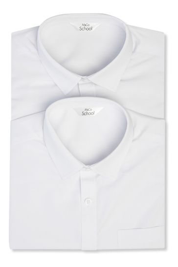 M&Co White BTS Long Sleeve Shirts 2 Pack