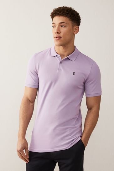 Lilac Purple Slim Pique Polo Shirt