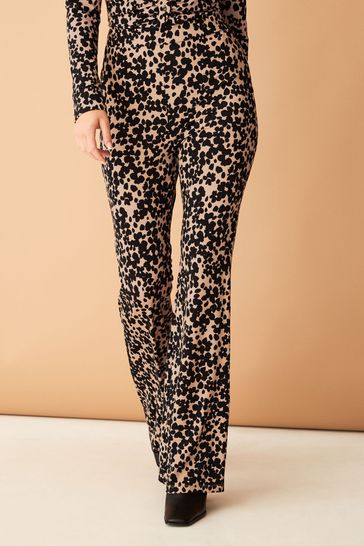 F&F Brown Leopard Print Kickflare Trousers