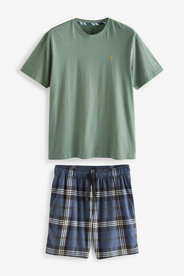 Buy Green Navy Blue Check Motionflex Cosy Short Pyjamas Set from