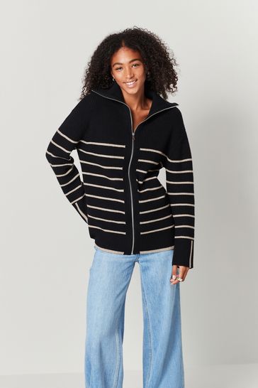 Black zip best sale up cardigan women's