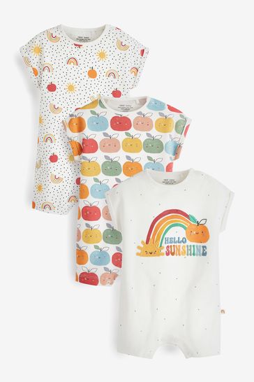 Buy 3 Pack Baby Rompers (0mths-3yrs) from Next Australia