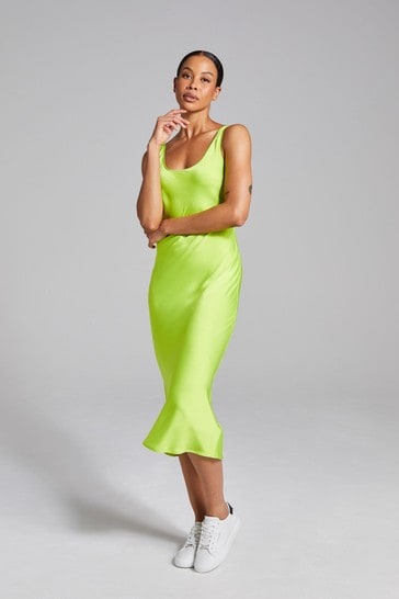 calvin klein green satin dress