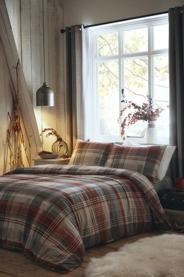 Appletree Connolly Check Brushed Red Duvet Cover and Pillowcase Set